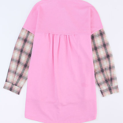 Plaid Button Up Shacket with Chest Pockets