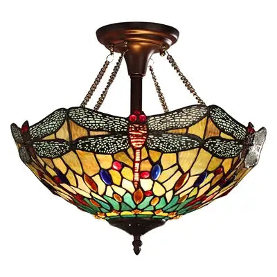 EMPRESS Tiffany-style Dark Bronze 2 Light Semi-Flush