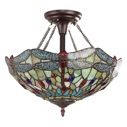 EMPRESS Tiffany-style Dark Bronze 2 Light Semi-Flush