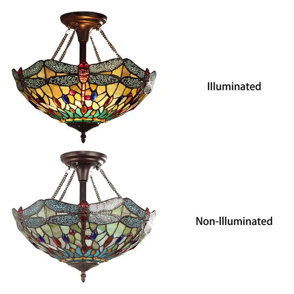 EMPRESS Tiffany-style Dark Bronze 2 Light Semi-Flush