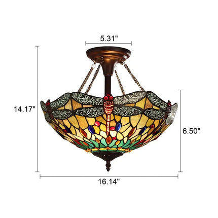 EMPRESS Tiffany-style Dark Bronze 2 Light Semi-Flush