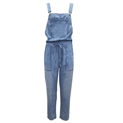 Denim Jumpsuit Loose Fashion Elastic Mid Waist Jumpsuit Women's Pants