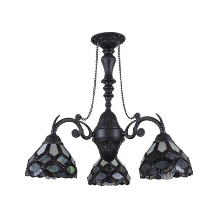 GEORGIA Tiffany-Style Victorian Stained Glass Mini Chandelier 21"