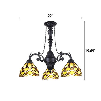 GEORGIA Tiffany-Style Victorian Stained Glass Mini Chandelier 21"