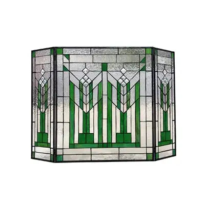 BENJAMIN Mission 3pcs Folding Tiffany-glass Fireplace Screen