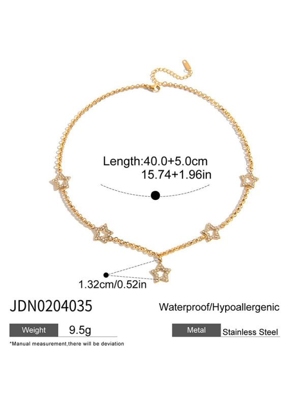 Five-pointed star hollow necklace
