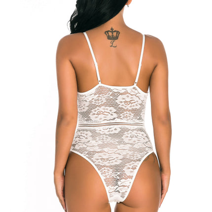Sexy Lace Spandex Sheer Teddy Bodysuit
