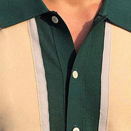 Collision T-Shirt Single-Breasted Cardigan Knitted Short-Sleeved Polo Shirt