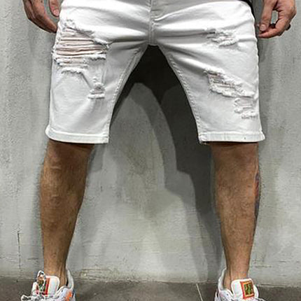 Men's Fashion Mid Waist Ripped Slim Short Jeans