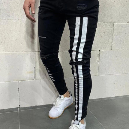 Men's Fashion Frayed Slim Fit Long Jeans