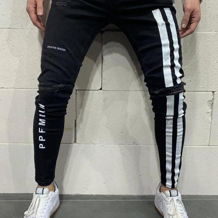 Men's Fashion Frayed Slim Fit Long Jeans