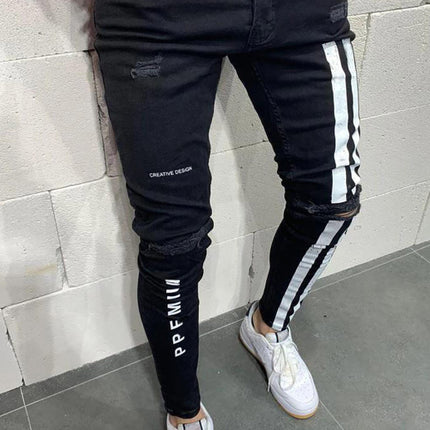 Men's Fashion Frayed Slim Fit Long Jeans