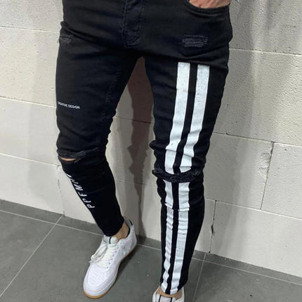 Men's Fashion Frayed Slim Fit Long Jeans