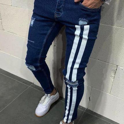 Men's Fashion Frayed Slim Fit Long Jeans