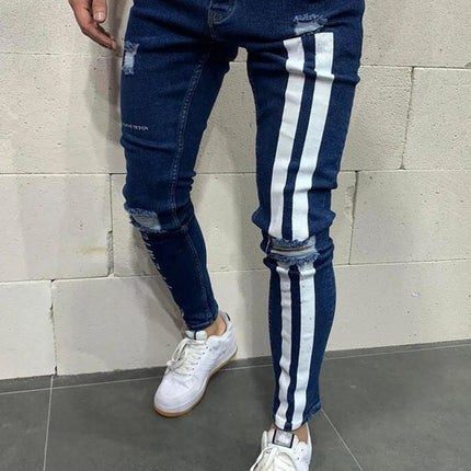 Men's Fashion Frayed Slim Fit Long Jeans