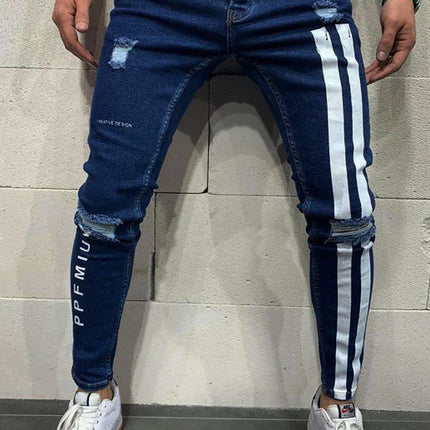 Men's Fashion Frayed Slim Fit Long Jeans