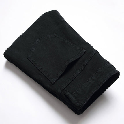 New style Zhangzi pattern micro-elastic high-quality fabric slim fit small straight jeans