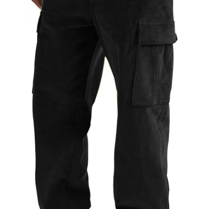 Corduroy multi-pocket straight trousers men's sweeping pants men's casual loose trousers