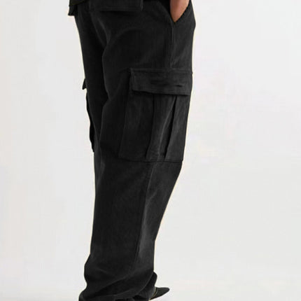 Corduroy multi-pocket straight trousers men's sweeping pants men's casual loose trousers