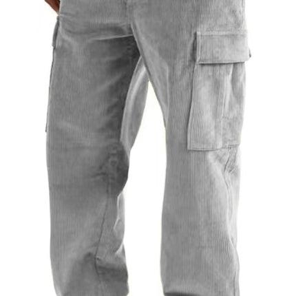Corduroy multi-pocket straight trousers men's sweeping pants men's casual loose trousers