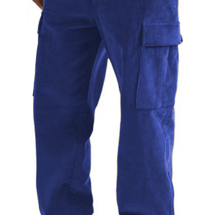 Corduroy multi-pocket straight trousers men's sweeping pants men's casual loose trousers