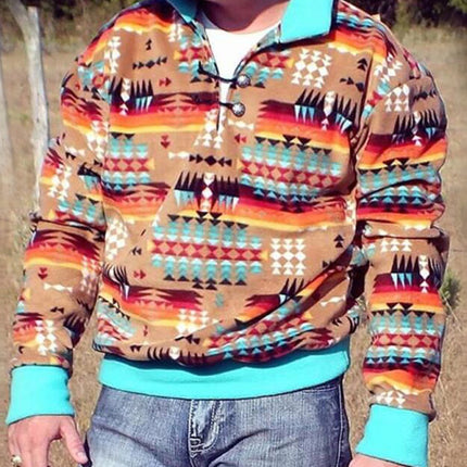 Fashion casual pullover long-sleeved sweater print top