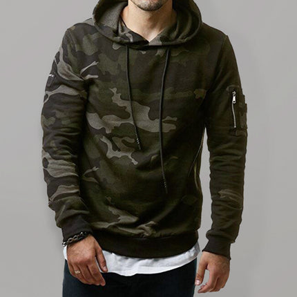 Men's camouflage pocket long-sleeved hoodie