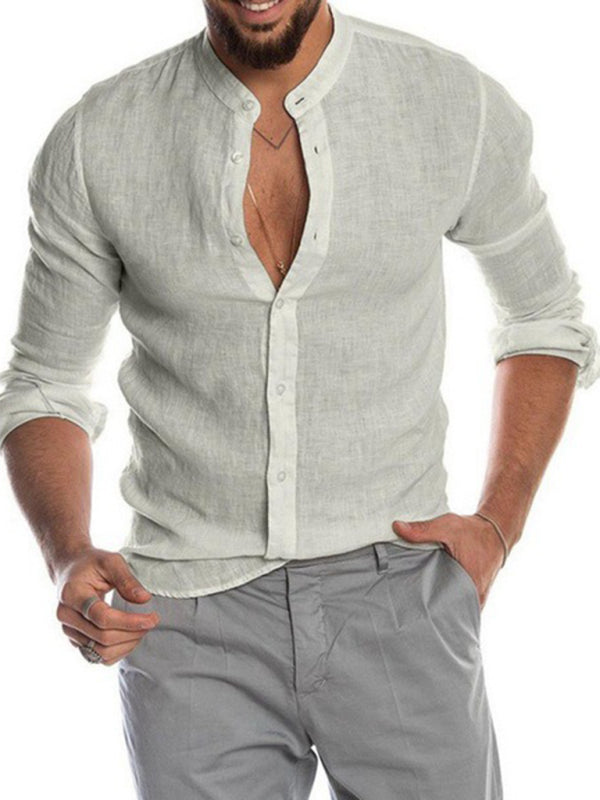 Casual Men's Loose Shirt Shirt Cotton Linen Shirt