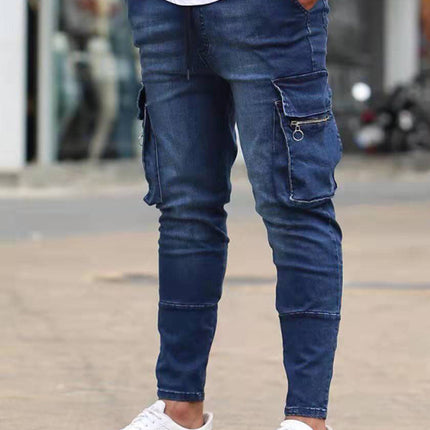 Men's trendy fashion all-match cargo jeans