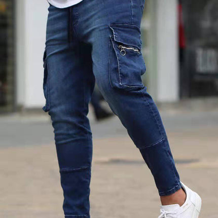Men's trendy fashion all-match cargo jeans