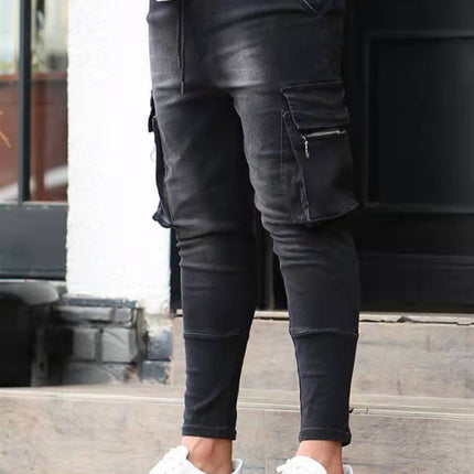 Men's trendy fashion all-match cargo jeans