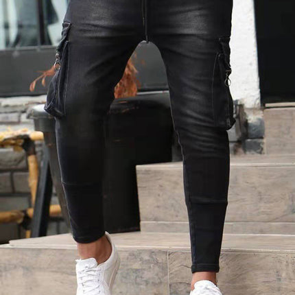 Men's trendy fashion all-match cargo jeans