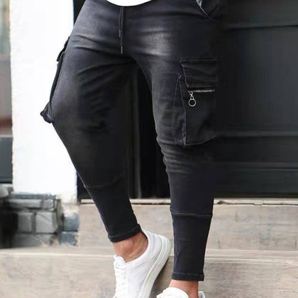 Men's trendy fashion all-match cargo jeans