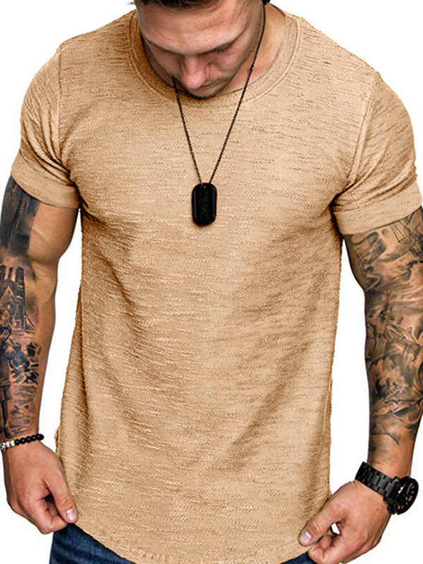 Short-sleeved T-shirt bamboo cotton solid color round neck T-shirt men's bottoming shirt