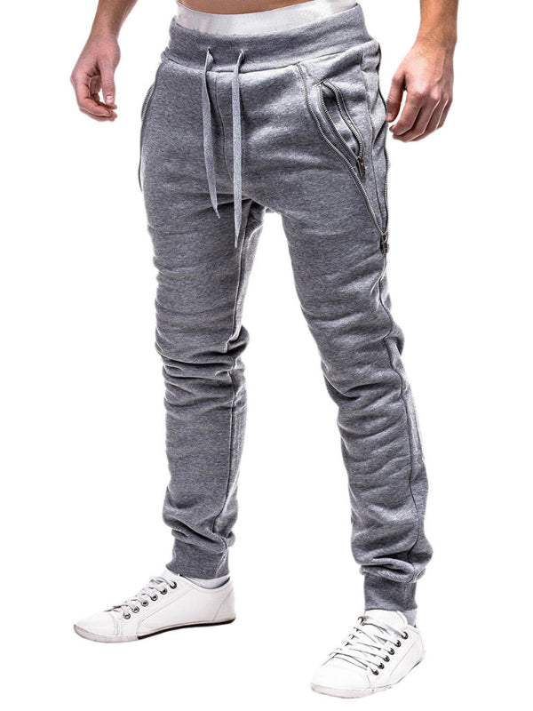 Men's fashion casual personalized zipper trim trousers