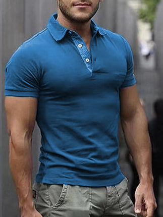 Men's Solid Color Lapel Short Sleeve POLO Shirt