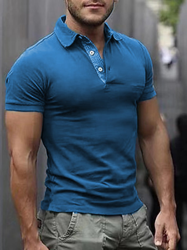 Men's Solid Color Lapel Short Sleeve POLO Shirt