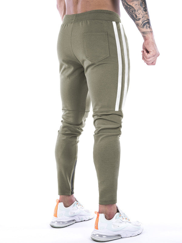 Men's Contrasting Stripe Zippered Training Sweatpants