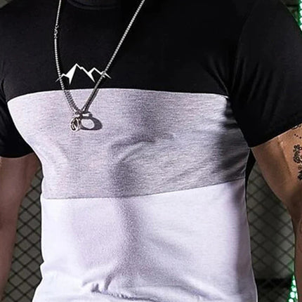 Color Stripe Digital Printing Loose Round Neck Short Sleeve T-Shirt