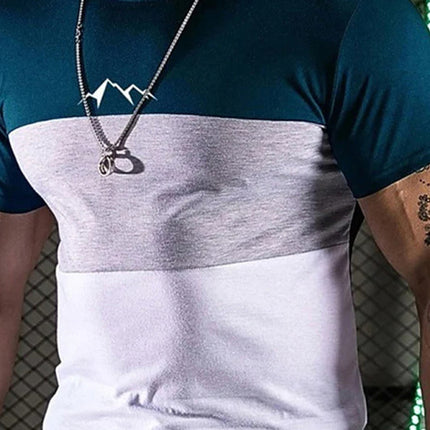 Color Stripe Digital Printing Loose Round Neck Short Sleeve T-Shirt