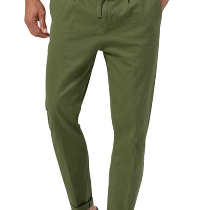 New men's trendy business straight solid color casual trousers