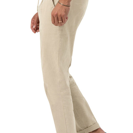 New men's trendy business straight solid color casual trousers