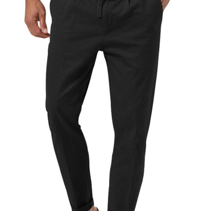 New men's trendy business straight solid color casual trousers