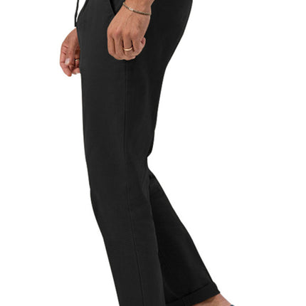 New men's trendy business straight solid color casual trousers