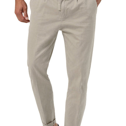 New men's trendy business straight solid color casual trousers
