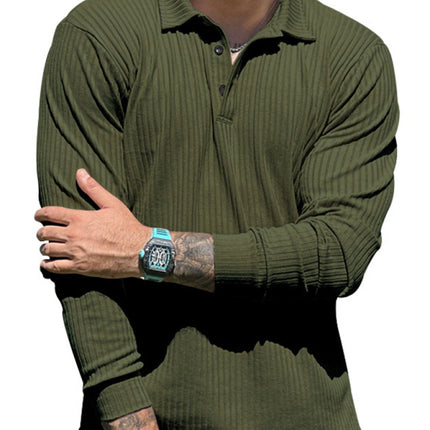 New Men's Lapel Long Sleeve T-Shirt Slim Fit Sports Lapel Polo Shirt