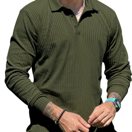 New Men's Lapel Long Sleeve T-Shirt Slim Fit Sports Lapel Polo Shirt