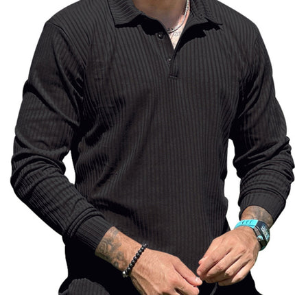 New Men's Lapel Long Sleeve T-Shirt Slim Fit Sports Lapel Polo Shirt