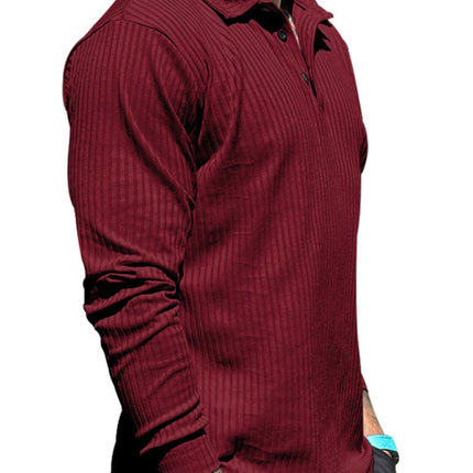New Men's Lapel Long Sleeve T-Shirt Slim Fit Sports Lapel Polo Shirt