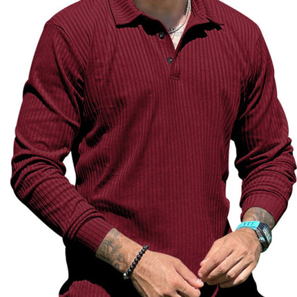 New Men's Lapel Long Sleeve T-Shirt Slim Fit Sports Lapel Polo Shirt